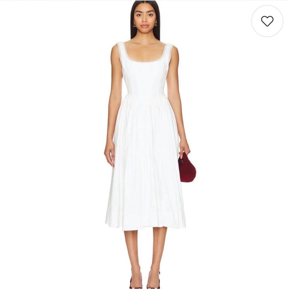 Danielle Guizio White Scoop Neck Midi Dress